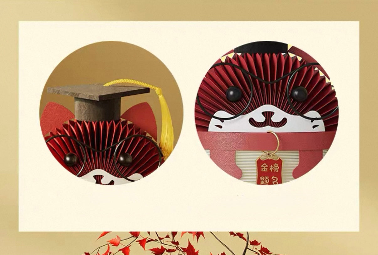 Auspicious Dr. Cat – Foldable Paper Room Ornament for Academic Success