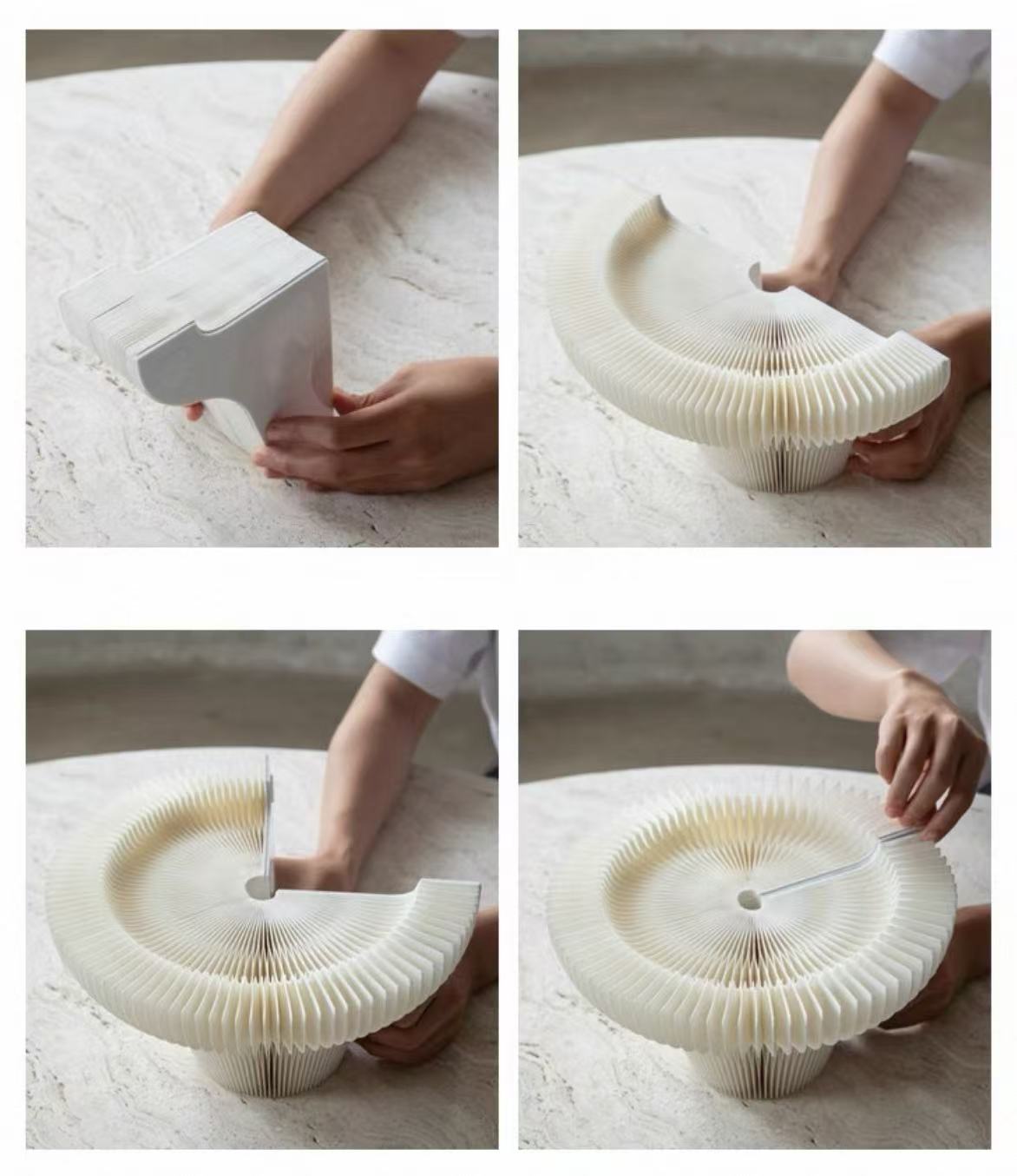 Paper Table Display Plate – Folded Kraft Showcase with Metal Contrast (25.5cm)