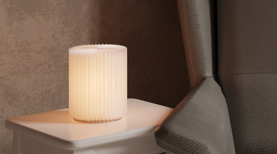 Paper Cylinder Lamp – Folded Kraft Ambient Light with Oriental Elegance (19cm)