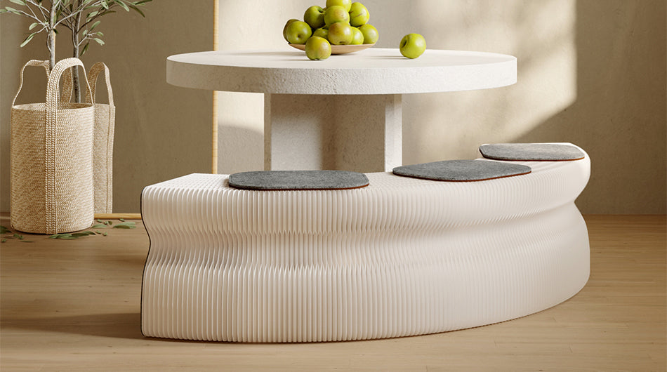 Toast Foldable Paper Bench – Adjustable Kraft Seating with Felt Panels for Creative Interior