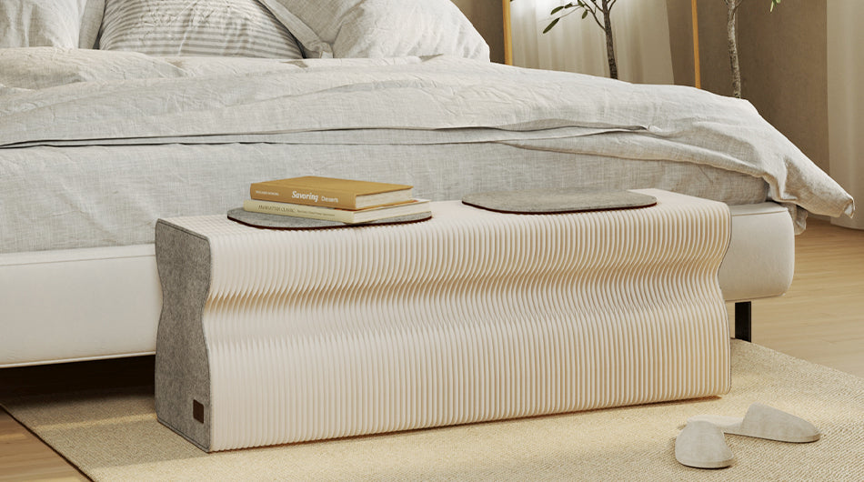 Toast Foldable Paper Bench – Adjustable Kraft Seating with Felt Panels for Creative Interior