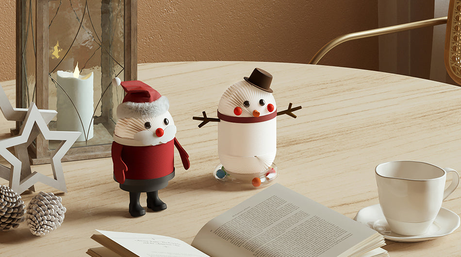 Mini Christmas Santa & Snowman Figures – Foldable Paper Holiday Decor