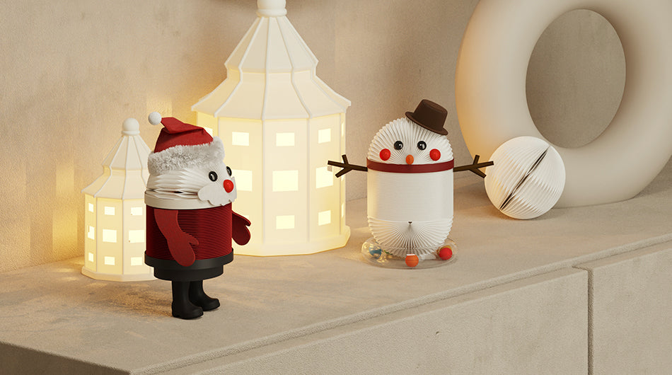 Mini Christmas Santa & Snowman Figures – Foldable Paper Holiday Decor