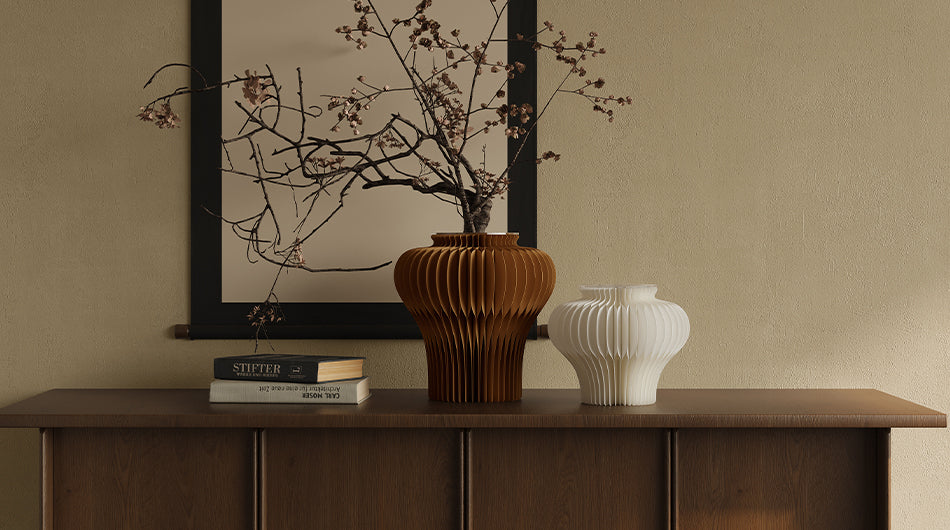 Antique Pottery-Inspired Paper Vase β Foldable Flower Vessel in 2 Sizes