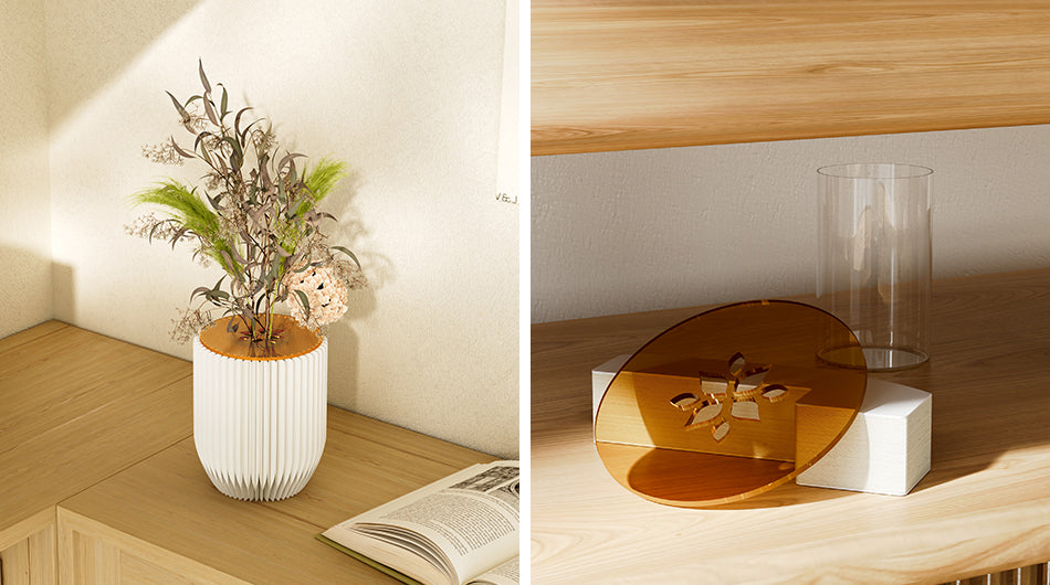Hollow-Carved Paper Vase β Foldable Organza Kraft Vase with Water Insert (12Γ15cm)