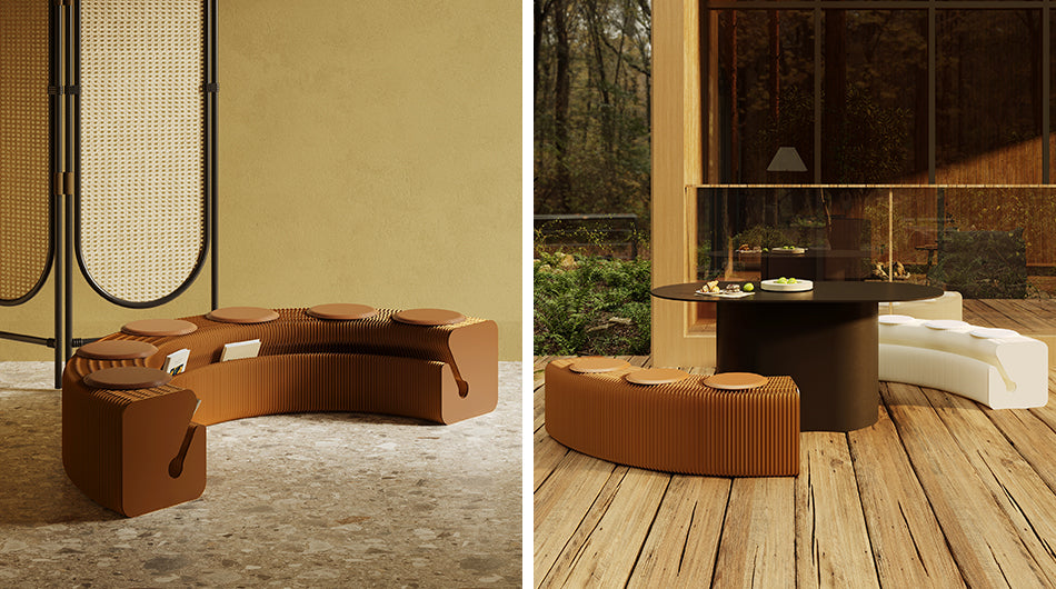 Foldable Kraft Paper Bench – Expandable, Lightweight, and Sustainable Seating