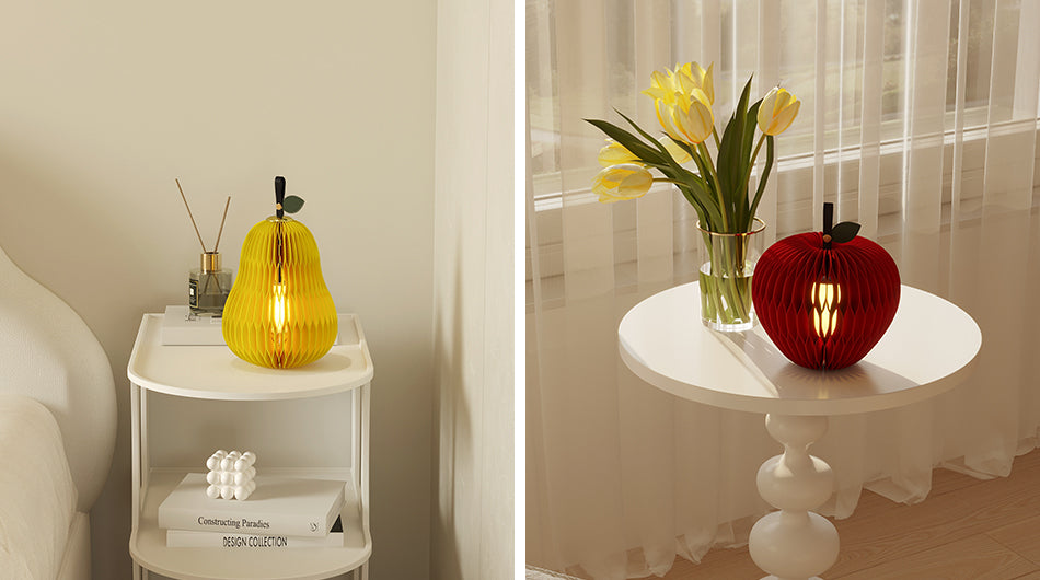 Fruit Lanterns – Foldable Paper Lamps in Apple, Pear & Persimmon Shapes