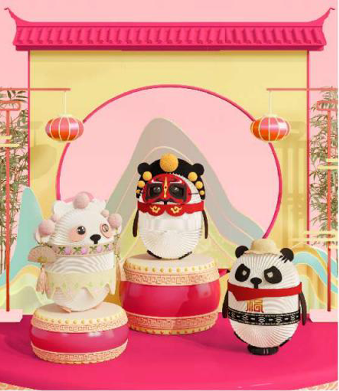 Opera Panda Paper Ornament Set – Face-Changing, Hua Dan & Blessing Panda