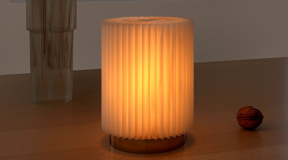 Paper Cylinder Lamp – Folded Kraft Ambient Light with Oriental Elegance (19cm)