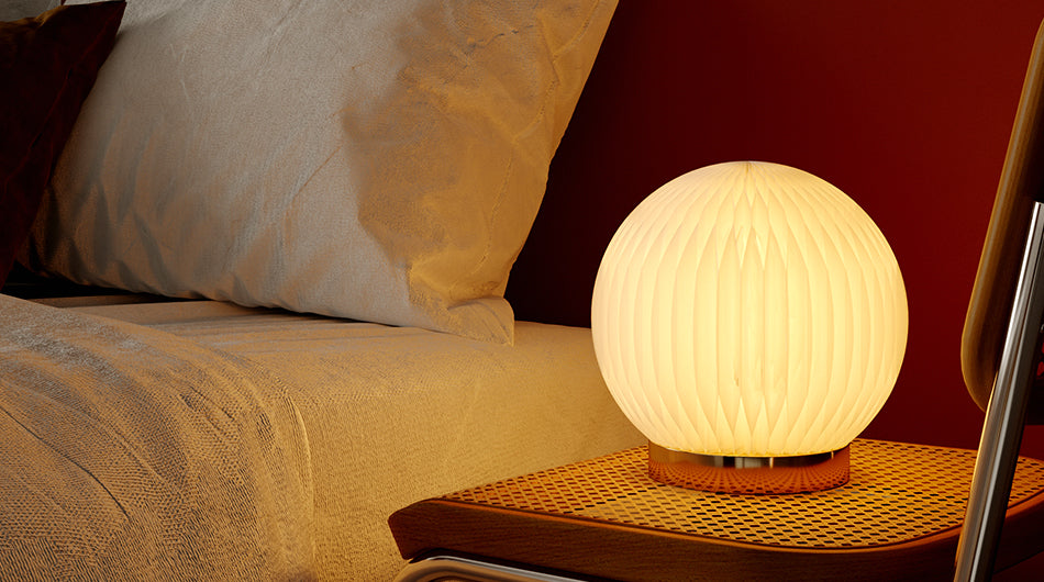 Paper Moon Lamp – Folded Kraft Sphere Light with Soft Ambient Glow