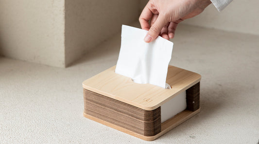 Accordion Kraft Paper Tissue Box – Adjustable Dispenser with Bamboo Panel