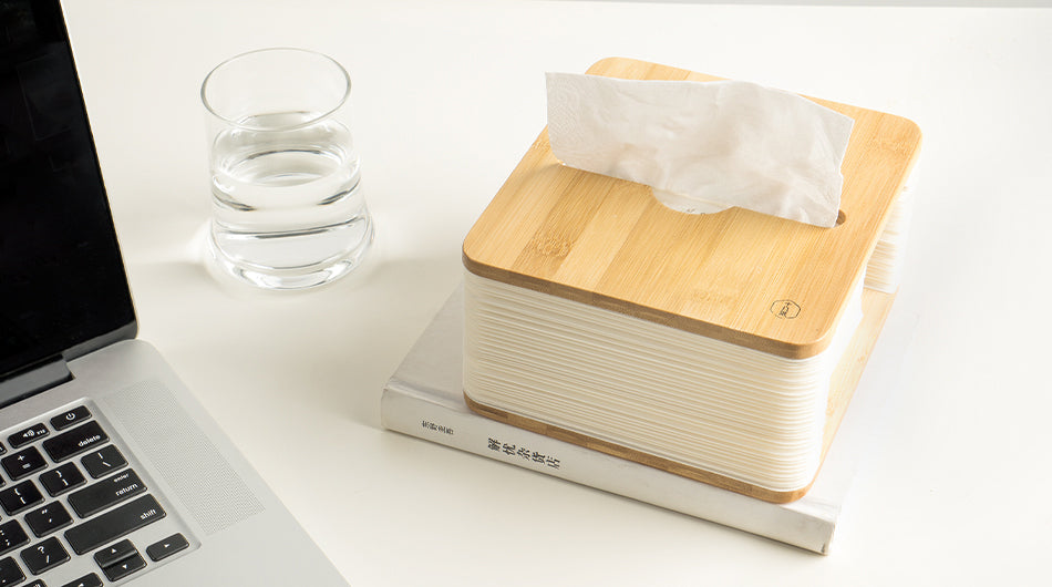 Accordion Kraft Paper Tissue Box – Adjustable Dispenser with Bamboo Panel
