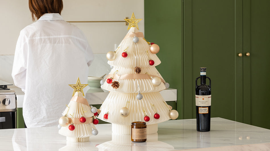 Paper Christmas Tree – Mini Decorated Pair Set