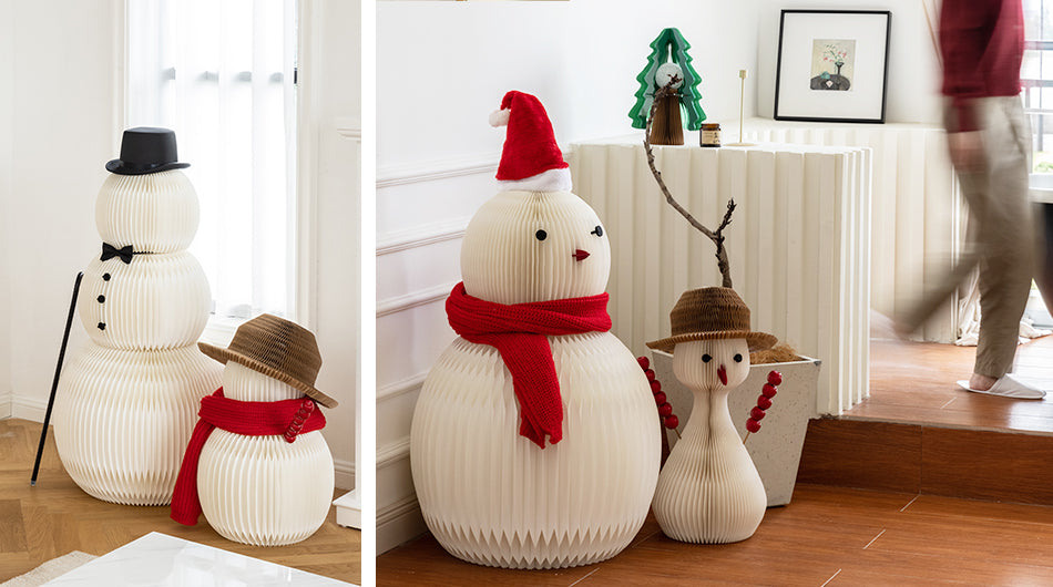 Large Foldable Paper Snowman – Reusable Holiday Decoration