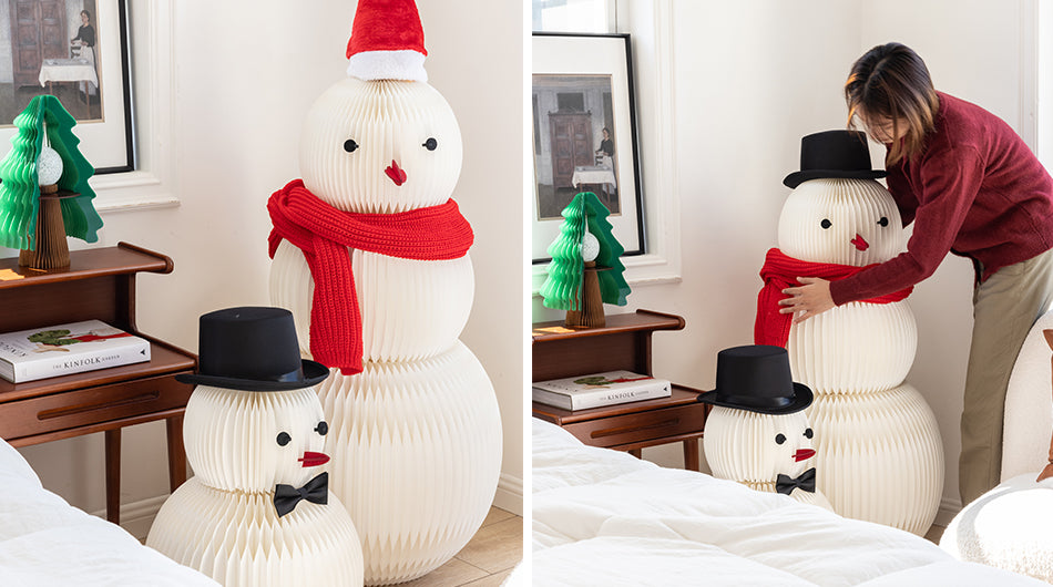 Large Foldable Paper Snowman – Reusable Holiday Decoration