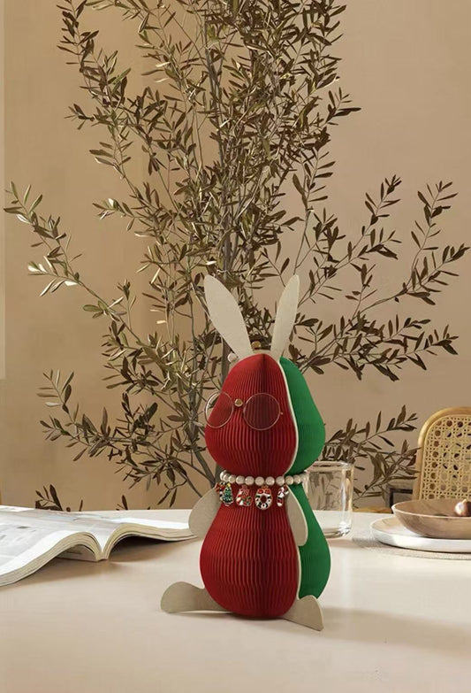 Mr Rabbit – Paper Fold Sculpture in Red & Green