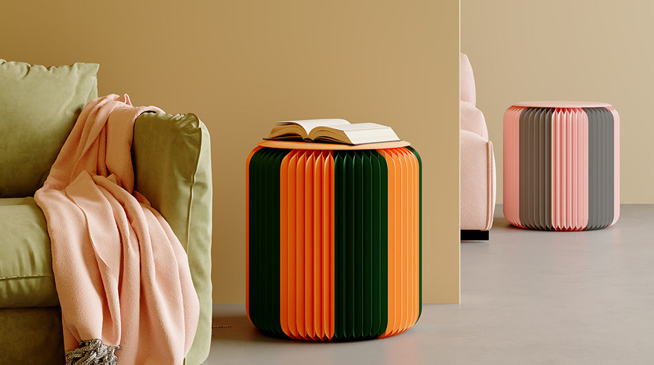 Pop Book Foldable Paper Stool – Bold Art-Inspired Kraft Seating (38cm)