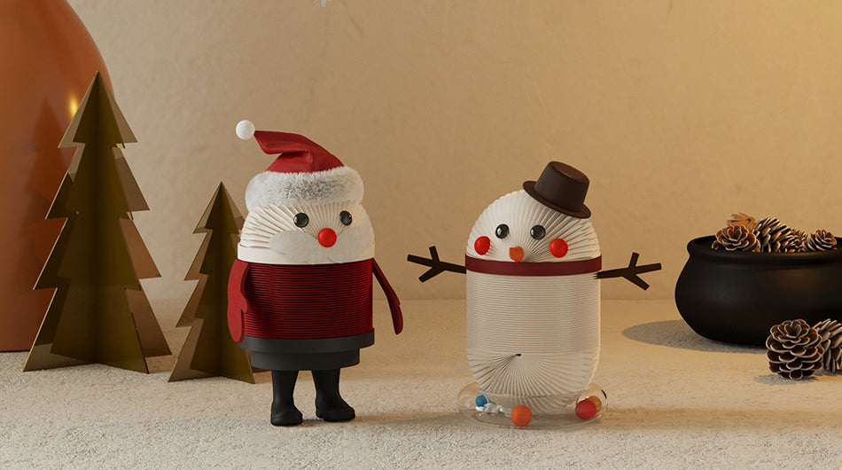 Mini Christmas Santa & Snowman Figures – Foldable Paper Holiday Decor