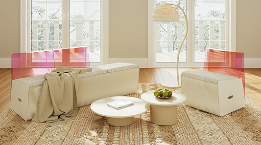 Aurora Foldable Kraft Paper Sofa – Modular Seating with Colour Backrest for Modern Interiors