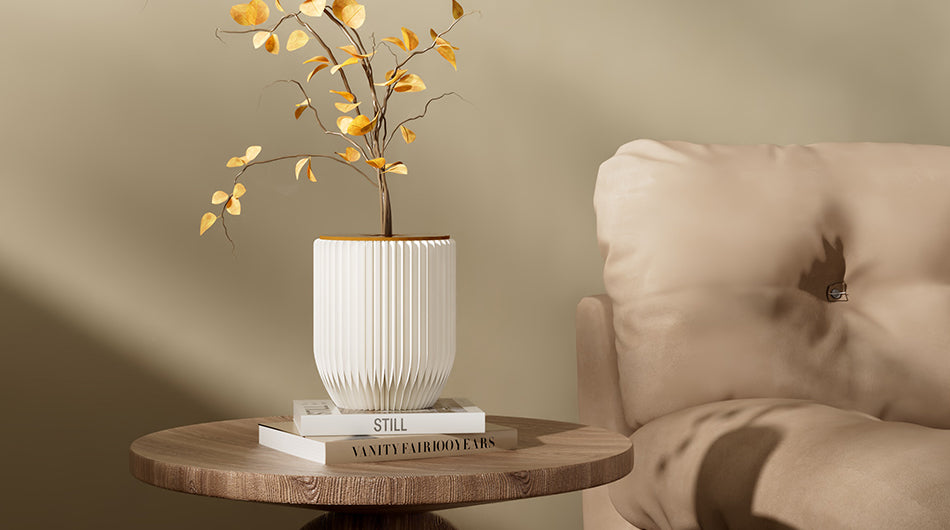 Hollow-Carved Paper Vase – Foldable Organza Kraft Vase with Water Insert (12×15cm)