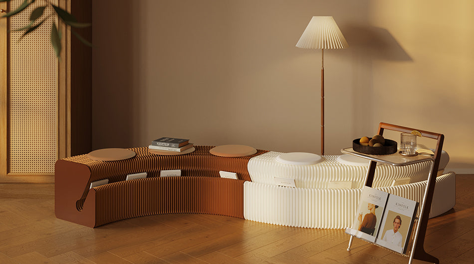 Foldable Kraft Paper Bench – Expandable, Lightweight, and Sustainable Seating