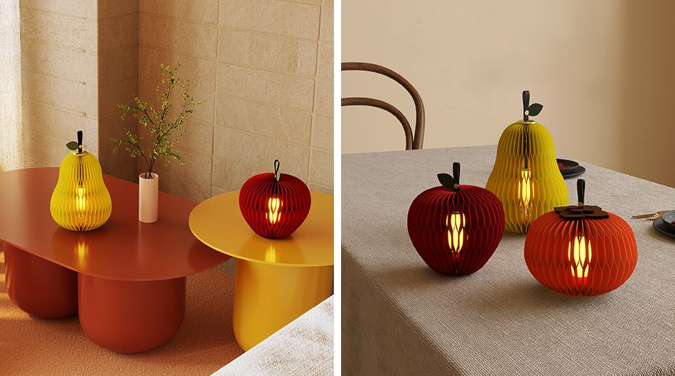 Fruit Lanterns – Foldable Paper Lamps in Apple, Pear & Persimmon Shapes