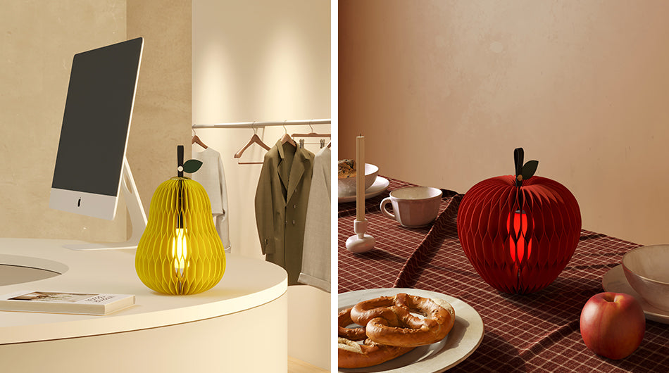 Fruit Lanterns – Foldable Paper Lamps in Apple, Pear & Persimmon Shapes