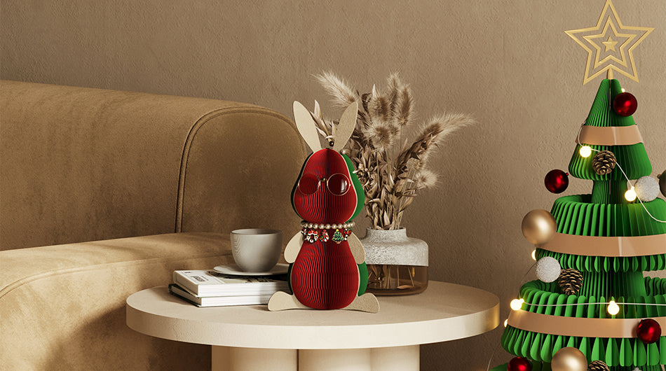 Christmas Rabbit – Festive Collapsible Paper Decoration