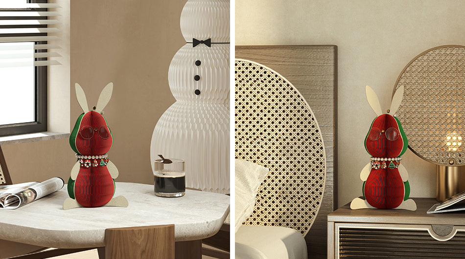 Christmas Rabbit – Festive Collapsible Paper Decoration