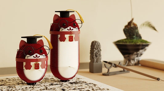 Auspicious Dr. Cat – Foldable Paper Room Ornament for Academic Success