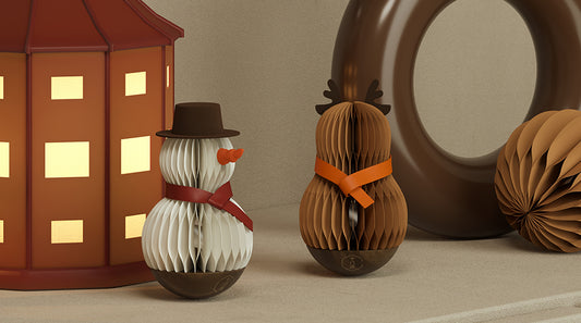 Snowman & Reindeer Tumbler Toys – Collapsible Kraft Paper Christmas Décor