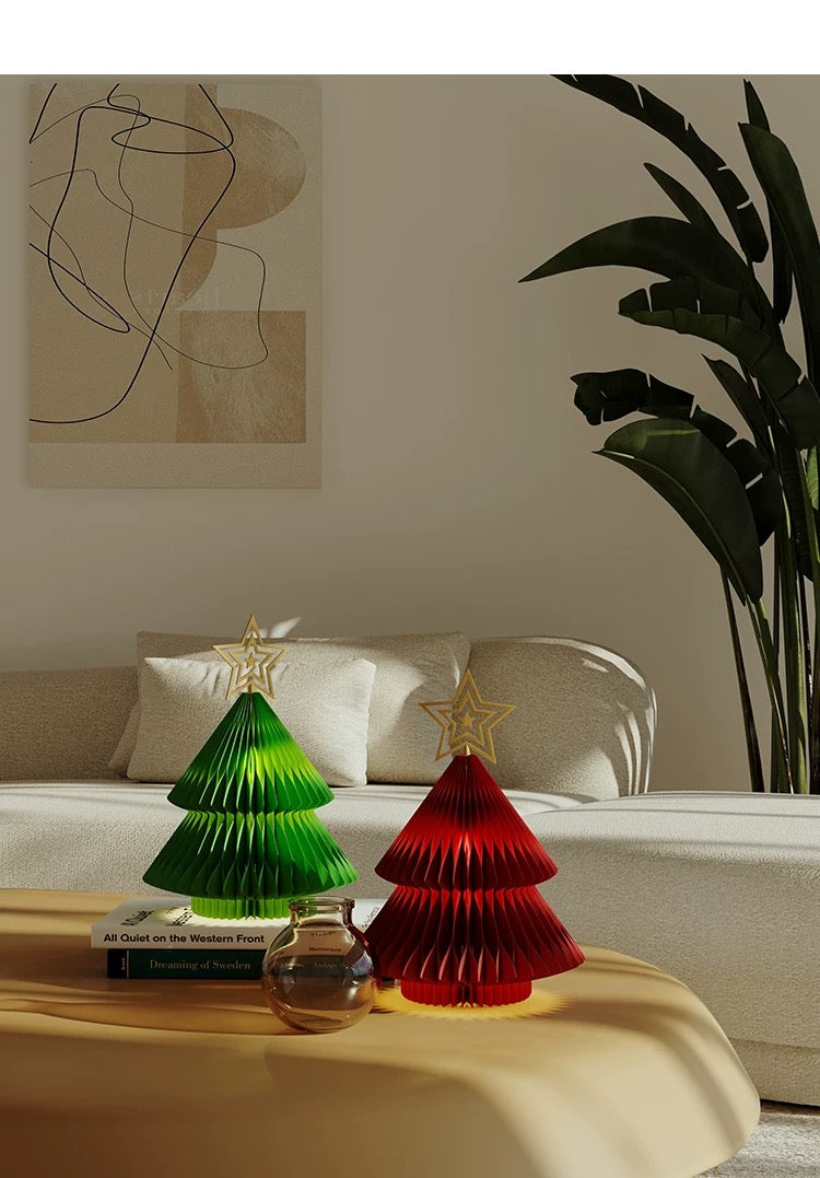Mini Illuminated Paper Christmas Tree – Holiday Table Décor with LED Light