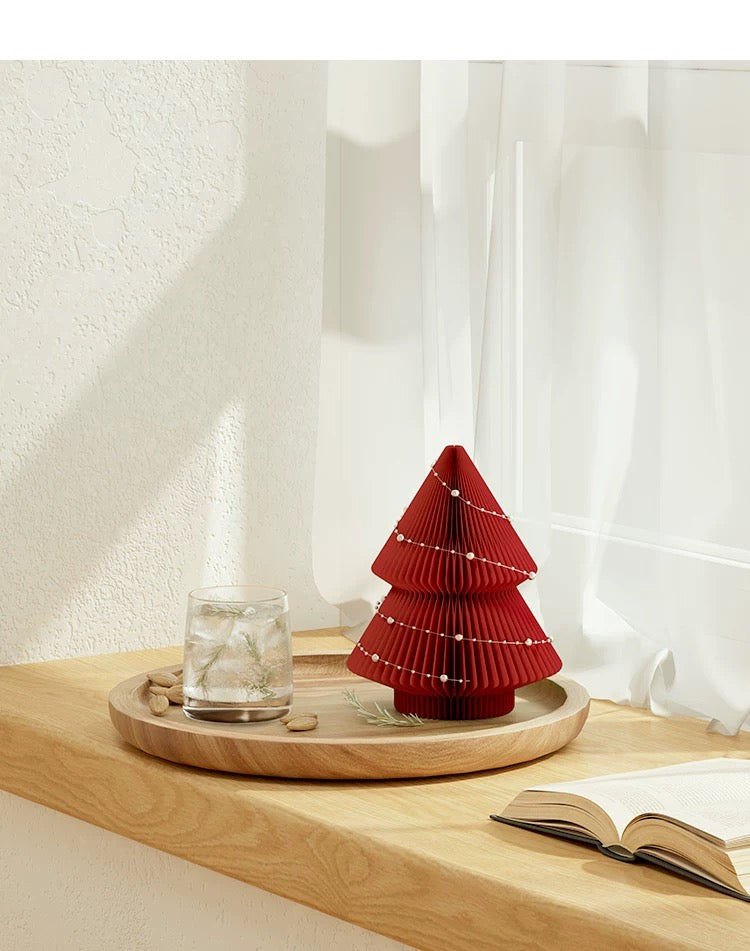 Mini Illuminated Paper Christmas Tree – Holiday Table Décor with LED Light