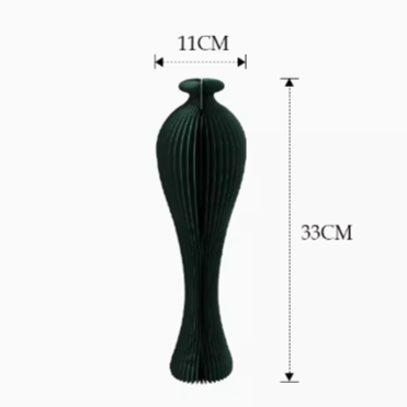 Dynasty Curve Foldable Paper Vase – Elegant Chinese Silhouette in Green, Red, and White