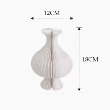 Dynasty Curve Foldable Paper Vase – Elegant Chinese Silhouette in Green, Red, and White
