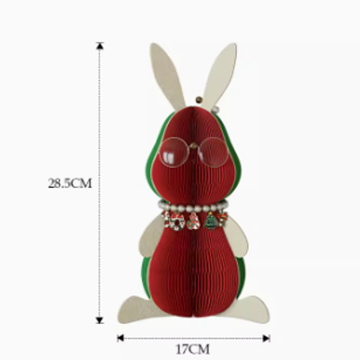 Christmas Rabbit – Festive Collapsible Paper Decoration