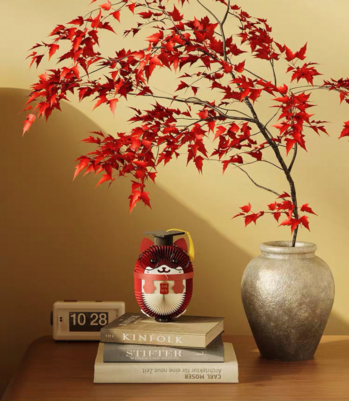 Auspicious Dr. Cat – Foldable Paper Room Ornament for Academic Success